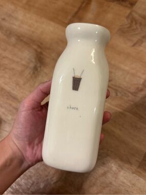 Beth Mueller “share.” Ceramic Milk Bottle Vase | Signed Pottery | Cottagecore